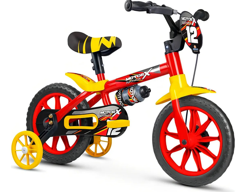 Bicicleta Infantil  Motor X PU Aro 12 Passeio Vermelha/Amarela
